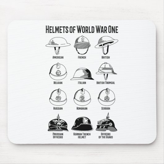 Helmets Charts des Ersten Weltkriegs Mousepad (Vorne)