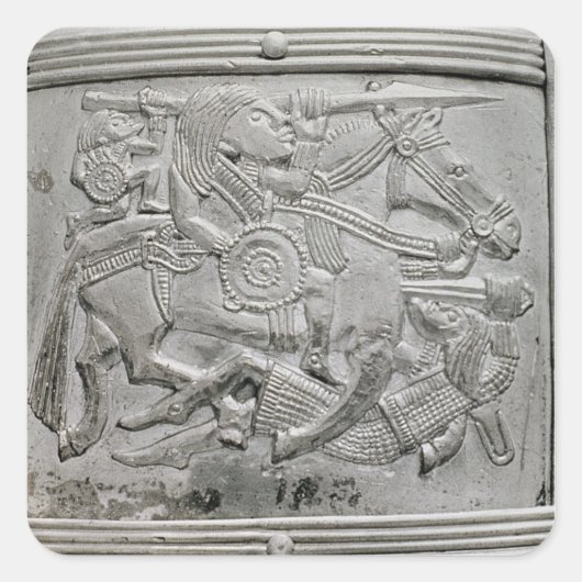 Helmfragment aus dem Sutton Hoo Treasure Quadratischer Aufkleber (Vorderseite)