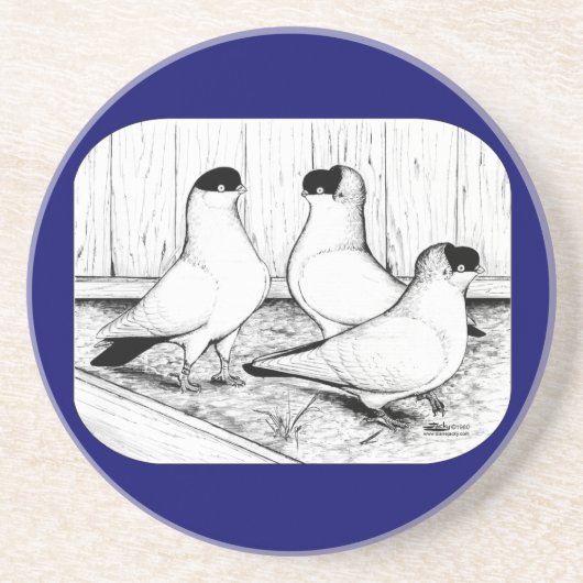 Helmtauben Trio Getränkeuntersetzer (Vorne)