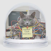 Help Desk Cat, Office, Fun Cats meme Snow Globe Schneekugeln (Vorderseite)