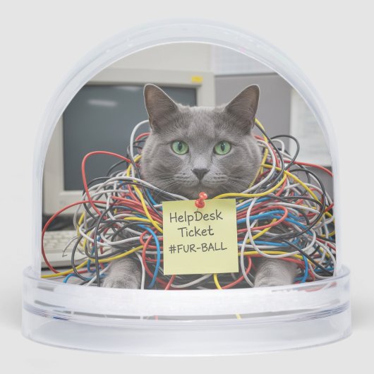Help Desk Cat, Office, Fun Cats meme Snow Globe Schneekugeln (Vorderseite)