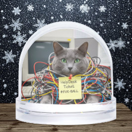 Help Desk Cat, Office, Fun Cats meme Snow Globe Schneekugeln