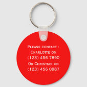 Help pet home alone emergency contact personalized schlüsselanhänger (Rückseite)