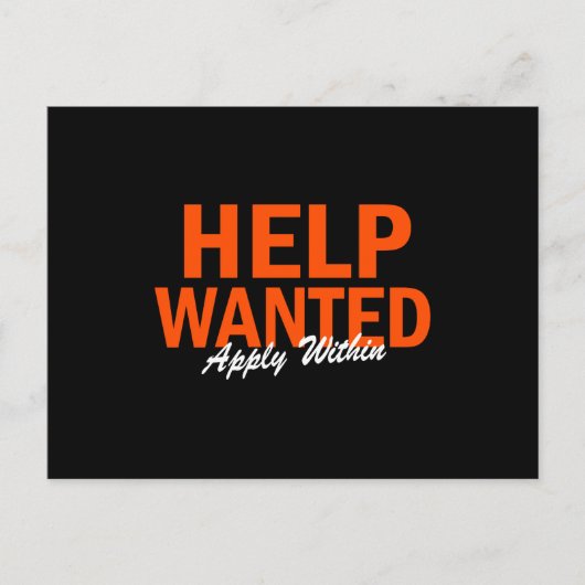 Help Wanted Apply Within Postkarte (Vorderseite)
