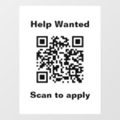Help Wanted Scan to Apply QR Code White Template Fensteraufkleber (Blatt)