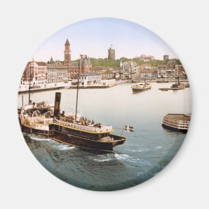 Helsingborg-Hafen und Rathaus Schweden Magnet