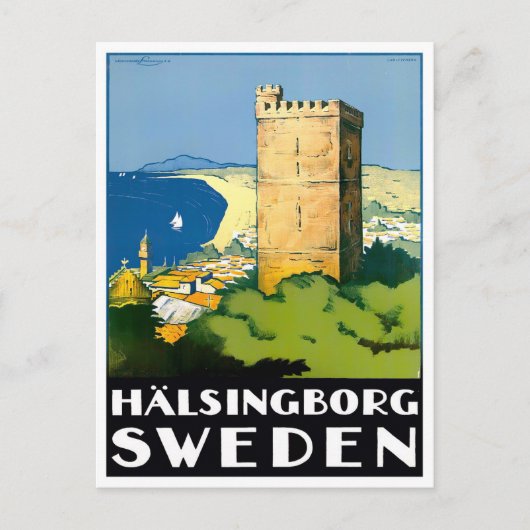 Helsingborg Schweden Jahrgang Reise Postkarte (Vorderseite)