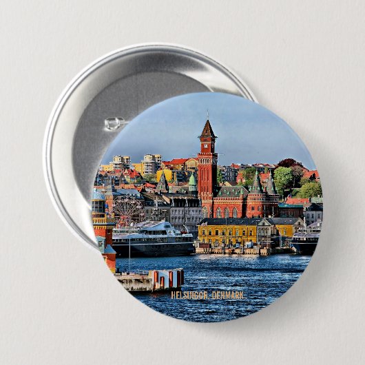 HELSINGOR, DÄNEMARK, Küstenstadt Button (Vorne & Hinten)