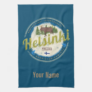 Helsinki Elch Hauptstadt von Finnland Vintage-Souv Geschirrtuch