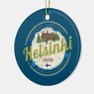 Helsinki Elch Hauptstadt von Finnland Vintage-Souv Keramik Ornament