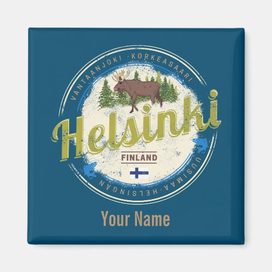 Helsinki Elche Hauptstadt Finnland Vintagen Souven Magnet (Vorne)