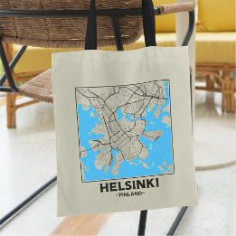 Helsinki, Finland City Map Tote Bag Tragetasche