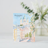 Helsinki Finland Gouache Paint Illustration Travel Postkarte (Stehend Vorderseite)