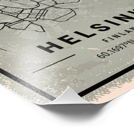 Helsinki finland map print poster canvas (Ecke)