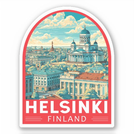 Helsinki Finland Travel Art Emblem Aufkleber (Vorderseite)