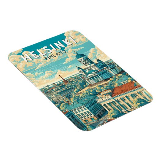Helsinki Finland Travel Art Vintage Magnet (Rechte Seite)