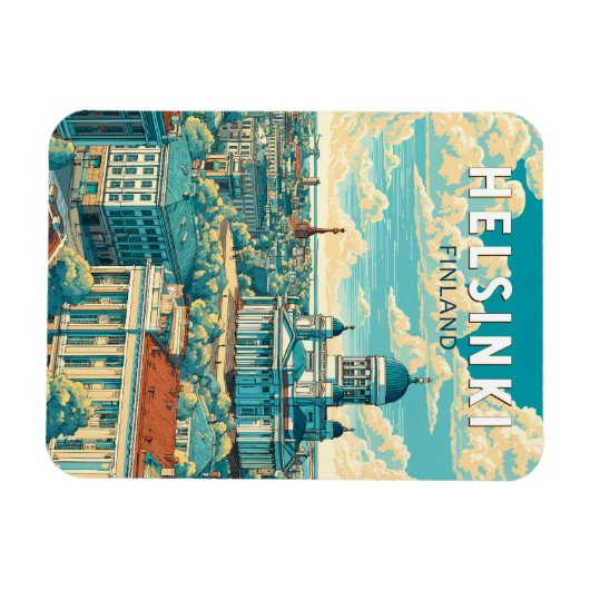 Helsinki Finland Travel Art Vintage Magnet (Horizontal)