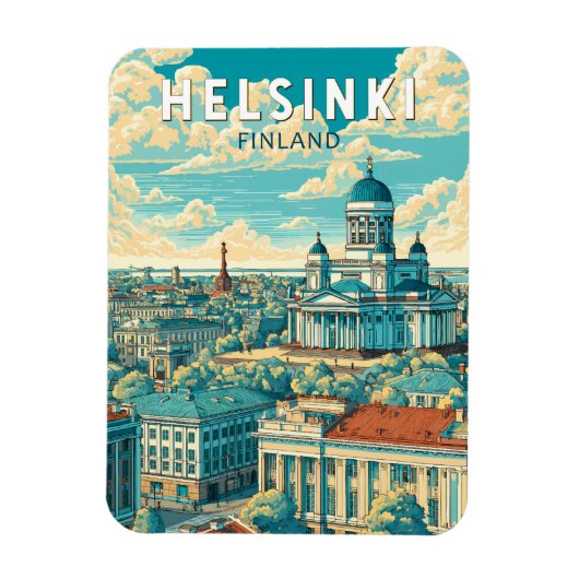Helsinki Finland Travel Art Vintage Magnet (Vertikal)