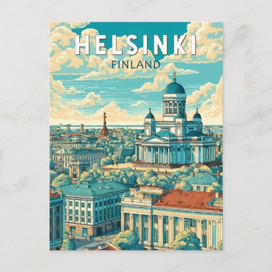 Helsinki Finland Travel Art Vintage Postkarte (Vorderseite)