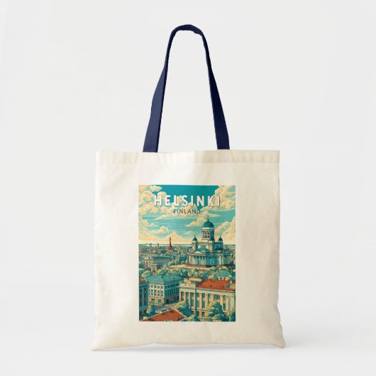 Helsinki Finland Travel Art Vintage Tragetasche (Vorne)