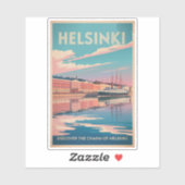 Helsinki Finland Waterfront Travel Art Vintage Aufkleber (Blatt)