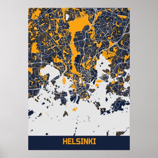 Helsinki - Finnland - Bluefresh City Map Poster (Vorne)