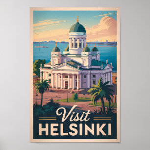 Helsinki Finnland Kathedrale Reise Kunst Vintage Poster