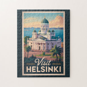 Helsinki Finnland Kathedrale Reise Kunst Vintage Puzzle