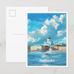 Helsinki Finnland Kunst Vintage Reise Postkarte
