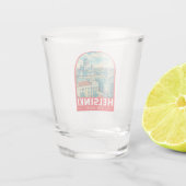 Helsinki Finnland Reise Kunst Emblem Schnapsglas (Rückseite)
