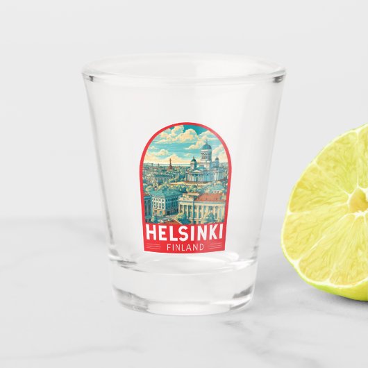 Helsinki Finnland Reise Kunst Emblem Schnapsglas (Vorderseite)