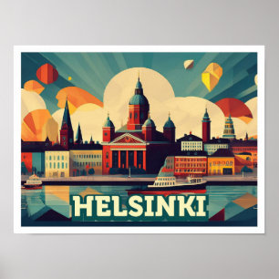 Helsinki Finnland Reisen künstlerisch farbenfroh Poster