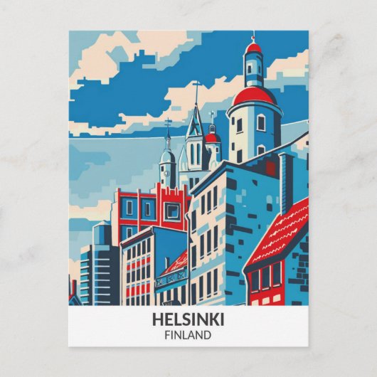 Helsinki Finnland Retro Artwork Travel Postkarte (Vorderseite)