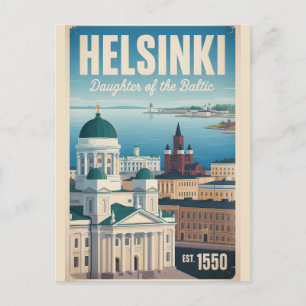 Helsinki Finnland Retro-Silhouette Stadtansicht Re Postkarte