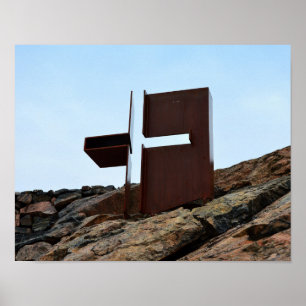 Helsinki, Finnland, Rock Church Cross Poster