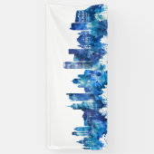 Helsinki Finnland Skyline Blue Banner (Vertikal)