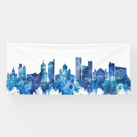 Helsinki Finnland Skyline Blue Banner (Horizontal)