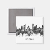 Helsinki Finnland Skyline BW Magnet (Vorderseite/Rückseite)