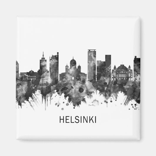 Helsinki Finnland Skyline BW Magnet (Vorne)