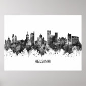 Helsinki Finnland Skyline BW Poster (Vorne)