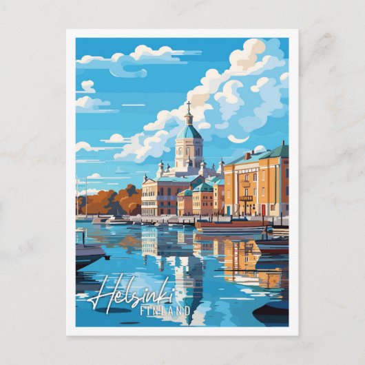 Helsinki Finnland Vintage Illustration Postkarte (Vorderseite)