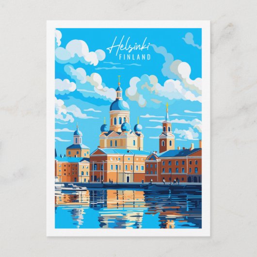 Helsinki Finnland Vintage Illustration Postkarte (Vorderseite)