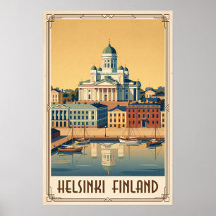 Helsinki Finnland Vintage Kathedrale Illustration Poster
