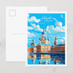 Helsinki Finnland Vintage-Reiseillustration Postkarte