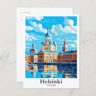 Helsinki Finnland Vintage Travel Illustration Postkarte