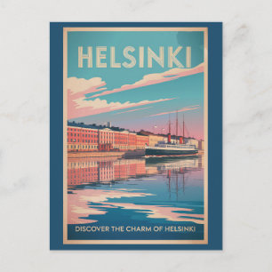 Helsinki Finnland Wasserfront Reise Kunst Vintage Postkarte