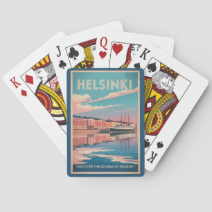 Helsinki Finnland Wasserfront Reise Kunst Vintage Spielkarten