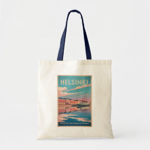 Helsinki Finnland Wasserfront Reise Kunst Vintage Tragetasche