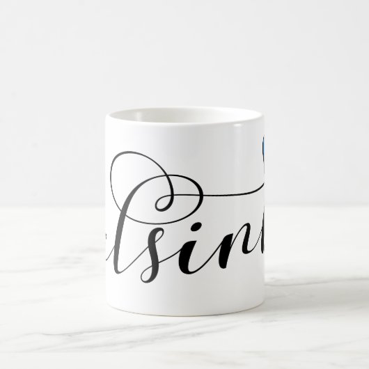 Helsinki Flag im Herzen Finnlands Kaffeetasse (Mittel)