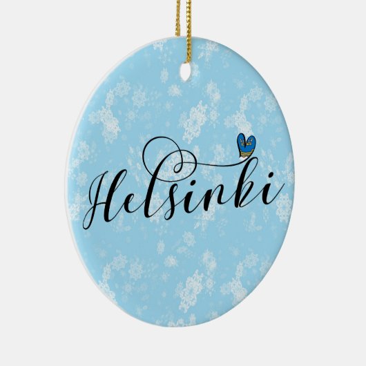 Helsinki Flag im Herzen Finnlands Keramik Ornament (Rechts)